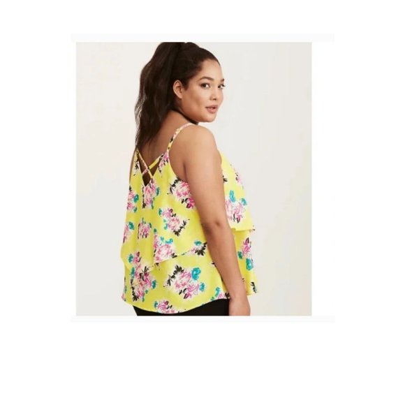 Torrid Floral Print Layered Crisscross Camisole Size 4 - Picture 3 of 11